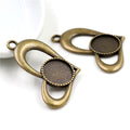 Open Heart Cabochon Pendant Bezel Settings in Two Finishes view 2