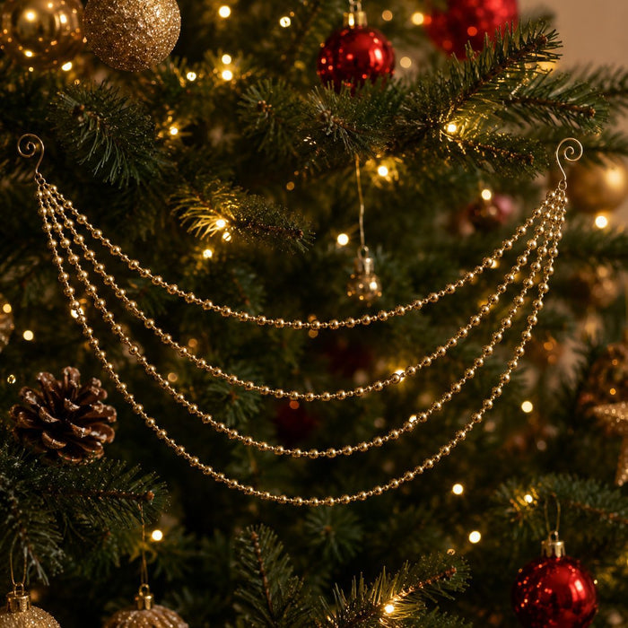 Four Layer Gold Ball Bead Garland Christmas Tree Decor