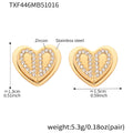Double Layer Heart Zircon Stainless Steel Earrings Necklace Ring view 6