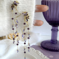 Purple Butterfly Vine Tassel Earrings With Beaded Drops view 4