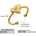 Gold Steel Puffy Heart CZ Twisted Open Cuff Bangle view 6