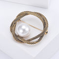 Twisted Circle Brooch With Faux Pearl Accent for Jackets Scarves and Lapels view 3