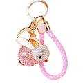 Jeweled Rabbit Keychains with Braided Straps and a Bare Clasp Option view 5