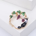 Fox and Grapevine Wreath Brooch in Red and Black Lapel Pin view 3
