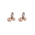 Silver Twin Peach Pearl Look Huggie Hoop Dangle Earrings view 5