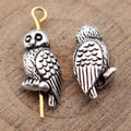 Antique Silver Detailed Feathered Owl Small Hole Bead view 2