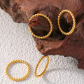 Gold Beaded Ball Band Ring Stainless Steel Stackable view 2