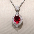 Oval Halo Pendant with Green Red or Clear Stone with Clear Stone Details view 7
