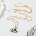 Gold and Silver Tone Crystal Blue Evil Eye Pendant Necklaces view 3
