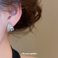 Pearl Like Teardrop Filigree Clip On Earrings Statement Jewelry Pair view 4