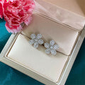 Silver Tone Five-Petal Pave CZ Flower Stud Earrings view 3