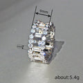 Silver Tone Baguette Crystal Wide Band Ring Polished Metal Jewelry view 4