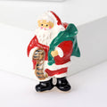 Santa Claus Enamel Brooch With Green Gift Sack and List view 6