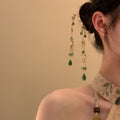 Gold Tone Floral Hair Pins With Green Bead Drops And Mismatched Variant Image view 3
