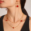 Gold Bead Station Necklace Teardrop Triangle Czech Glass view 2