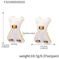 Stainless Steel Enamel C Shape Oil Drip Stud Earrings Mint White view 9