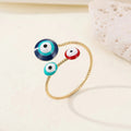Gold Tone Colorful Evil Eye and Motif Adjustable Rings in Fourteen Designs view 11