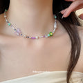 Colorful Beaded Bear and Flower Pendant Necklace in Three Styles view 3