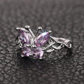 Purple Butterfly Stone Celtic Knot Ring In Silver Tone view 2