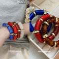 Acetate Swirl Tube Stretch Bracelets Four Colorways view 1