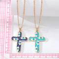 Gold Tone Multicolor Evil Eye Cross Pendant Necklaces view 5