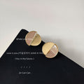 Gold Split Circle Mother of Pearl Half Disc Stud Earrings view 4