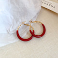 Red Hoop Earrings in Eight Size and Finish Variations view 11