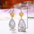 Two Tone Yellow Heart and Clear Teardrop Long Earrings view 5