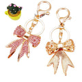 Full Crystal Bow Keychains with Plain Pearl Strand and Fortune Loop Options view 5