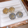 Swirl Flower Stud Earrings in Gold and Silver Tones view 3
