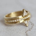 Gold Tone Dual Triangle CZ Pave Band Finger Ring Sizes 6-10 view 3