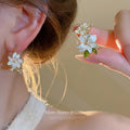 Pastel Enamel Flower And Leaf Stud Earrings - One Style view 2