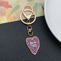 Four Purple Pink and Red Printed Heart Metal Clasp Keychain Designs view 4
