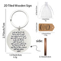 White Round Wooden Arabic Verse Keychain Disc Charm view 2