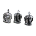 Cross-Topped Crown Large-Hole Antique Silver Metal Bead view 3
