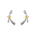 Silver Bow Stud Earrings Yellow Square Center Stone view 5