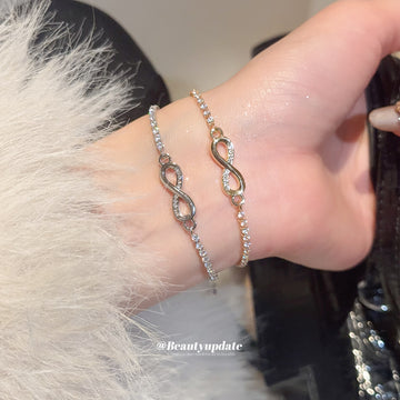 Gold Silver Infinity Zircon Tennis Adjustable Bracelets