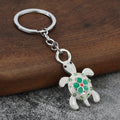 Floral Turtle Metal Keychain With Colored Rhinestone Accents view 3