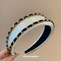 Padded Fabric Headband Gold Chain Black Ribbon 2 Colors view 4