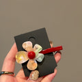 Acetate Multicolor Flower Duckbill Hair Clip Red Bar view 4