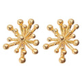 Gold Tone Round Tip Firework Burst Sculpted Stud Earrings For Women view 5