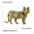 Standing Metal Tiger Brooch Gold Silver Stripe Crystal Eyes view 6