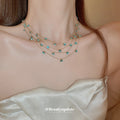 Gold Multi Layer Round Crystal Station Necklace Six Colors view 2