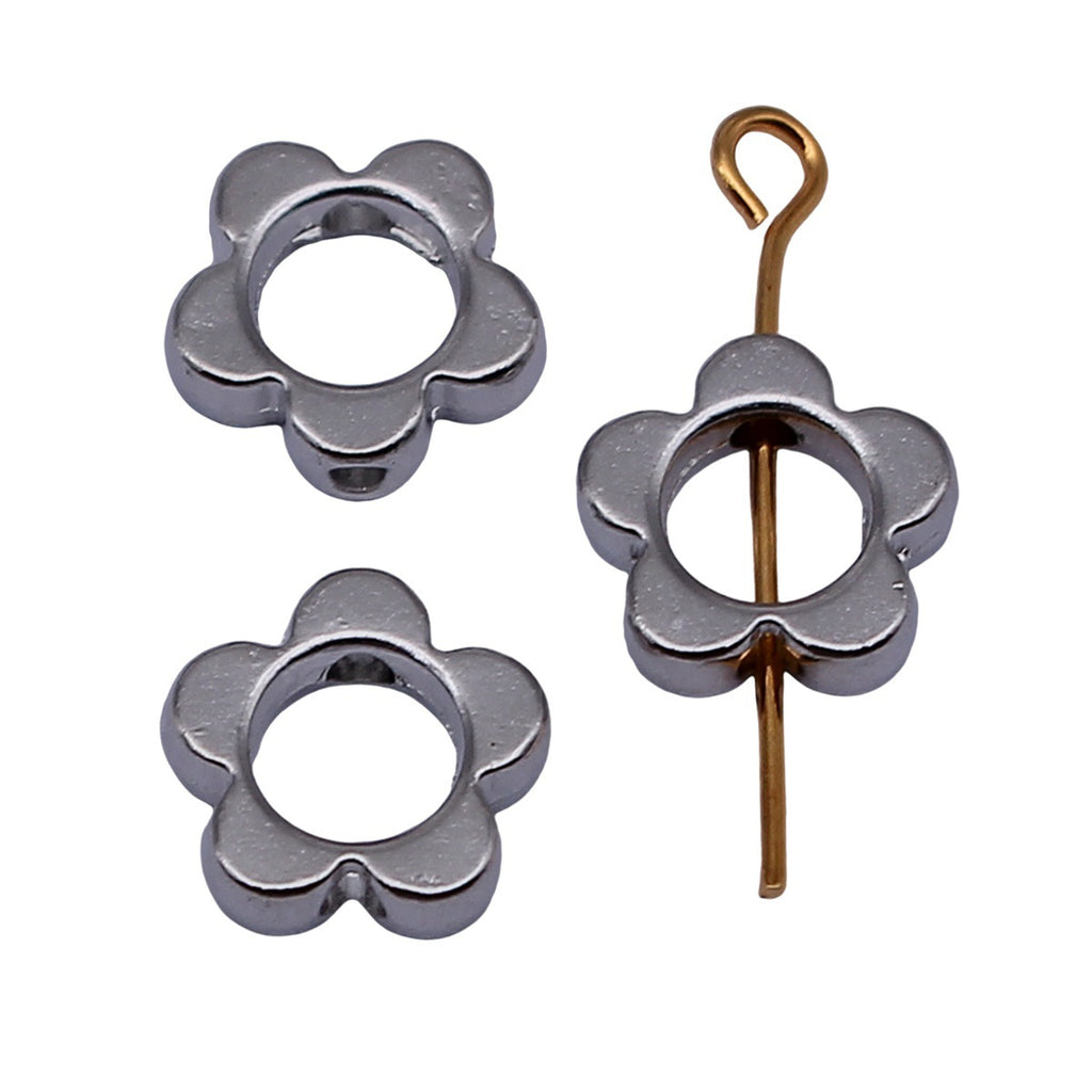 10x10x2.8mm 0.7g White K Zinc Alloy Flower Shape Hole Beads for DIY Bracelet Jewelry Accessories