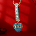 Baguette Band Crystal Heart Keychains with Straps and Plain Options view 12