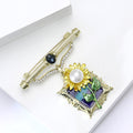 Framed Sunflower Painting Brooch With Pearl and Chain view 3
