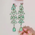 Green Leaf Crystal Chandelier Earrings in Large and Small Styles view 2
