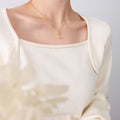 Textured Crescent Moon Pendant Necklace Gold And Steel view 7