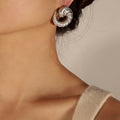 Twisted Spiral C-Shape Stud Earrings Gold Silver Titanium Steel view 3