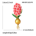 Enamel Hyacinth Flower Brooch Gold Bulb Green Leaves view 4